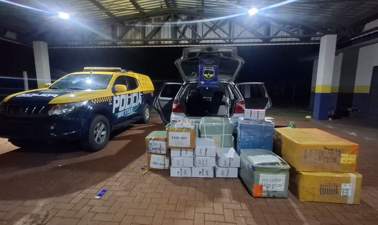 Maracaju: BPMRv apreende mercadorias de origem estrangeira durante fiscalização na MS-162