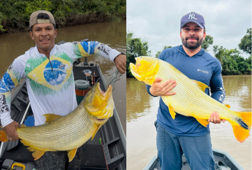 Dourado de 94 cm e mais de 16 quilos é pescado e devolvido ao Rio Brilhante por pescadores de Maracaju.