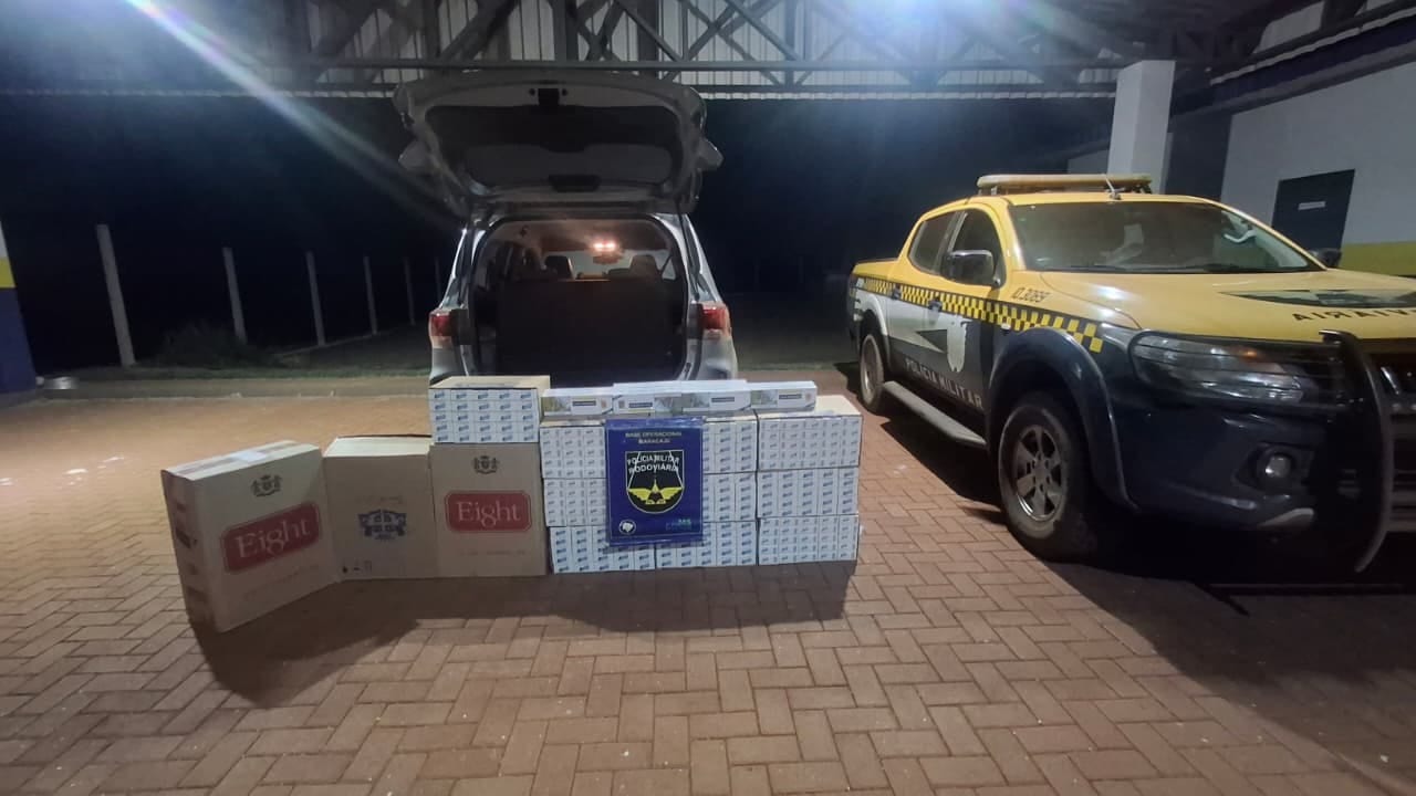 BPMRv apreende cigarros contrabandeados na MS-162, em Maracaju