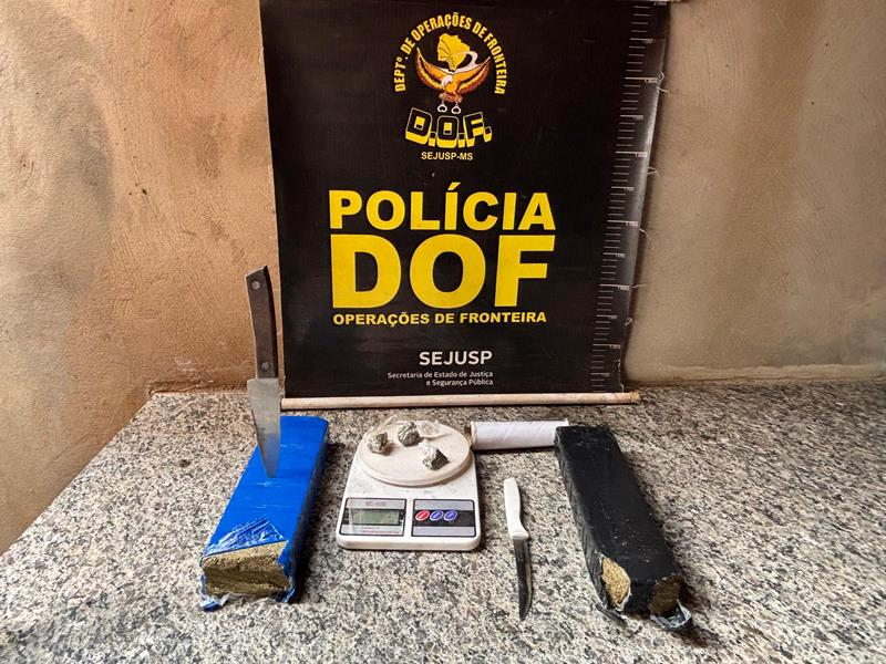 Veículo é apreendido pelo DOF com droga, cigarros e produtos de descaminho em Maracaju.