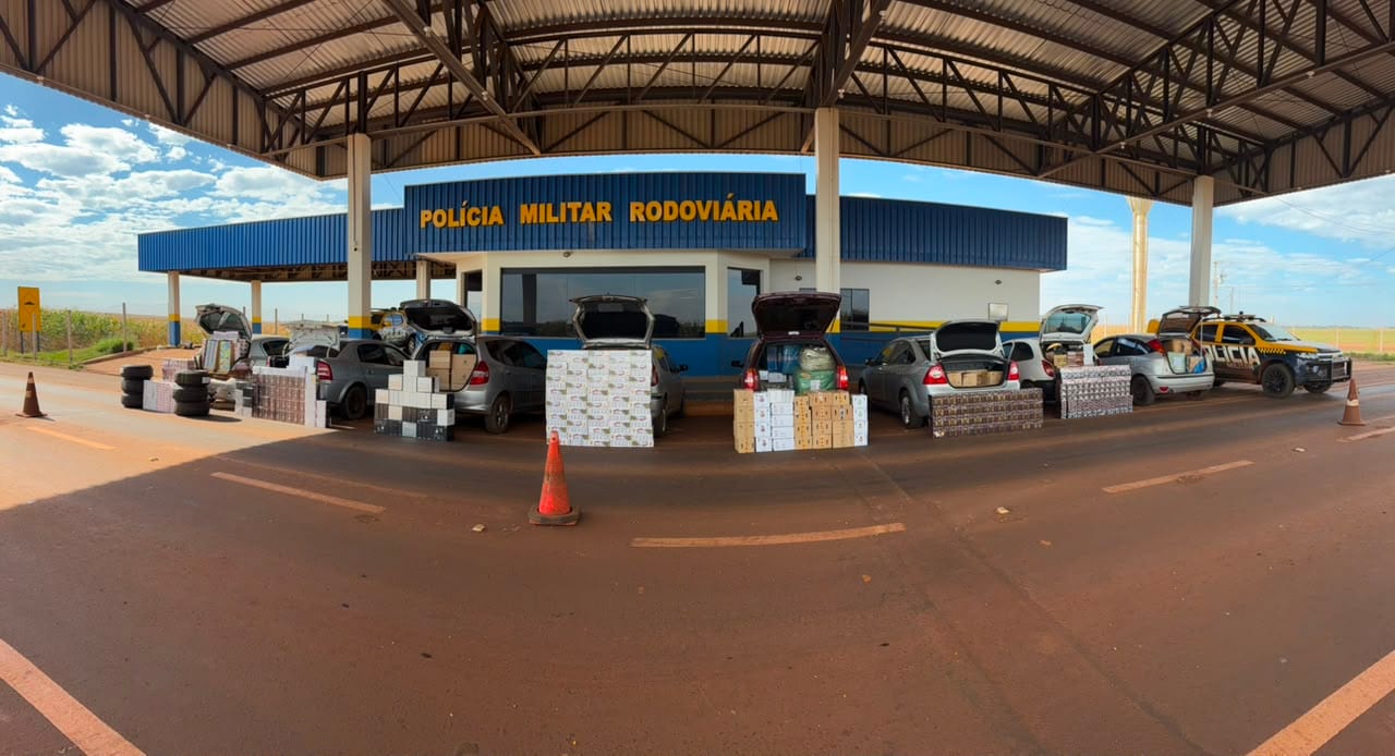 TOR do BPMRv apreende oito veículos carregados com mercadorias ilegais e causa prejuízo de R$ 1,9 milhão ao crime em Maracaju.
