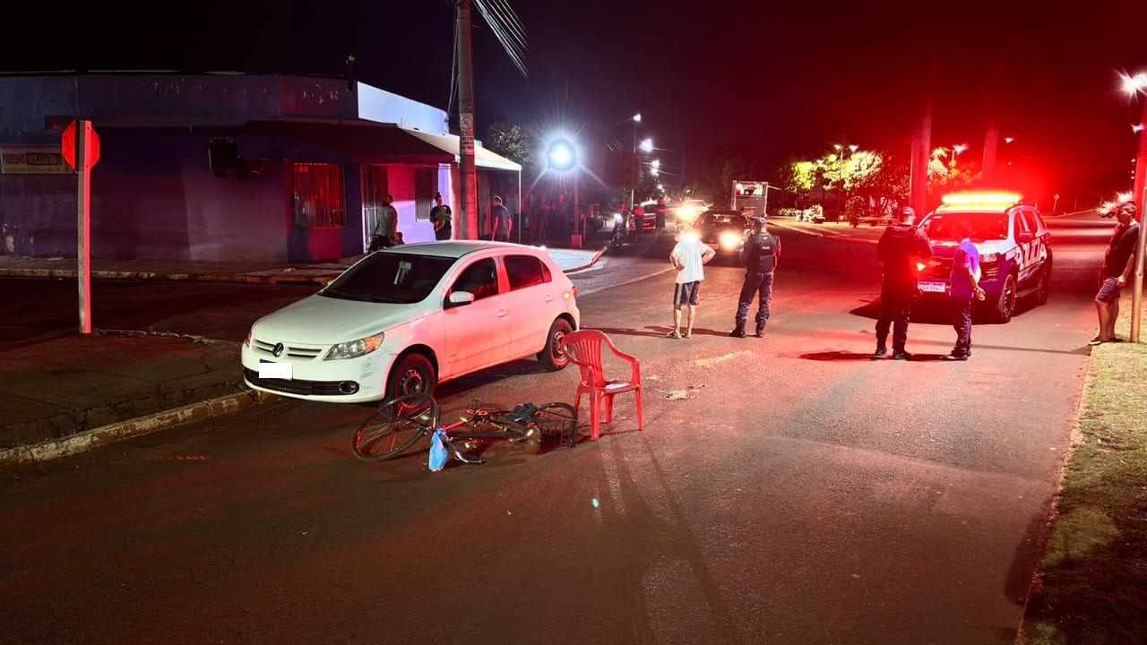 Polícia Militar de Rio Brilhante atende sinistro de trânsito envolvendo veículo e ciclista