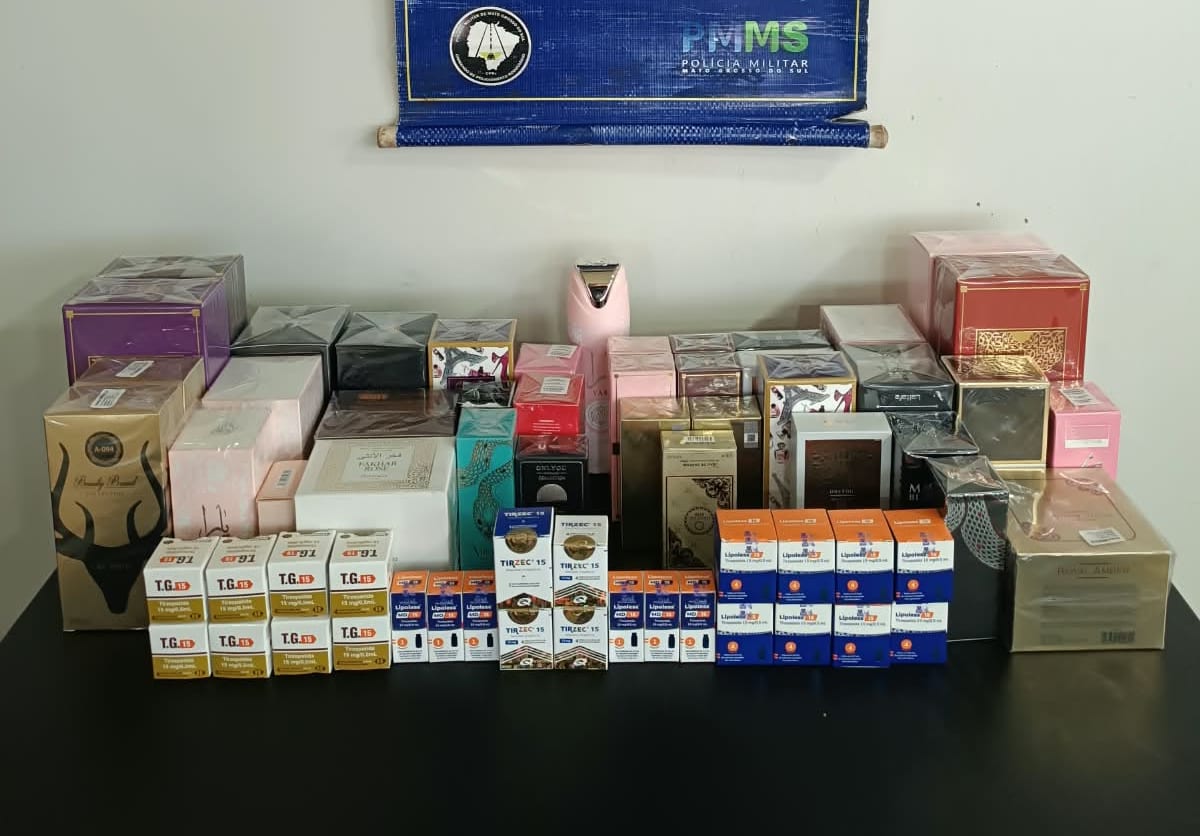 Polícia Militar Rodoviária apreende medicamentos e produtos do Paraguai avaliados em R$ 19,5 mil em Maracaju