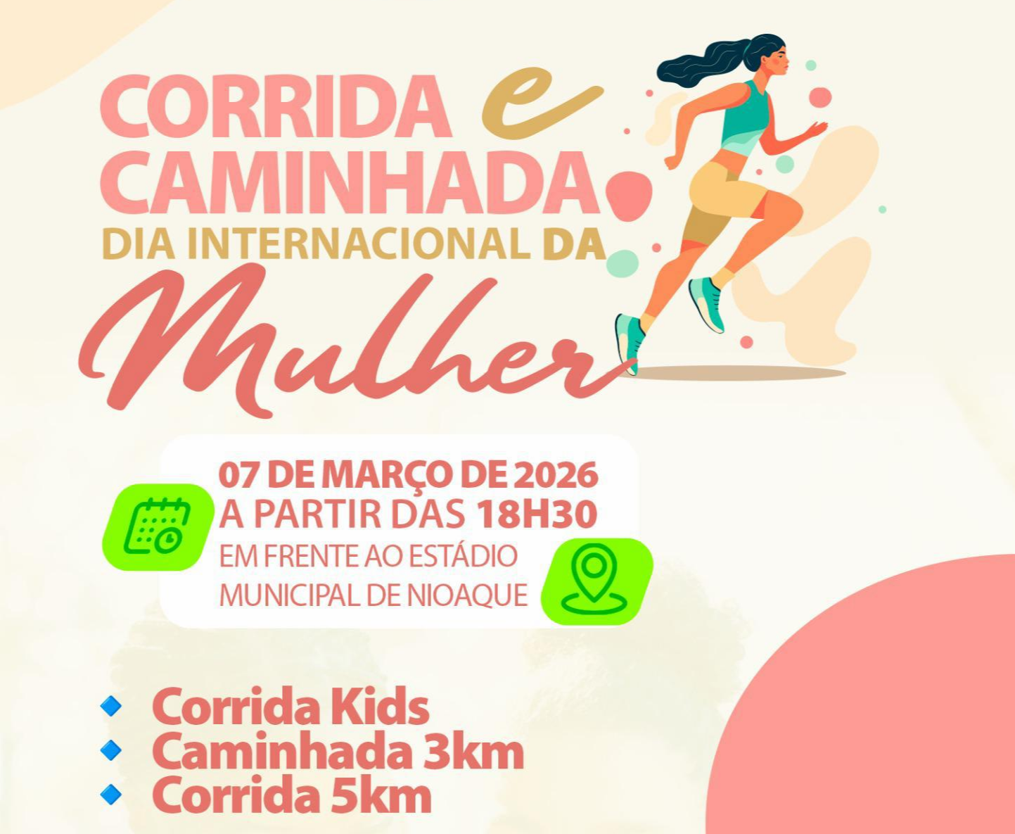 Corrida e Caminhada marcam celebração do Dia Internacional da Mulher em Nioaque