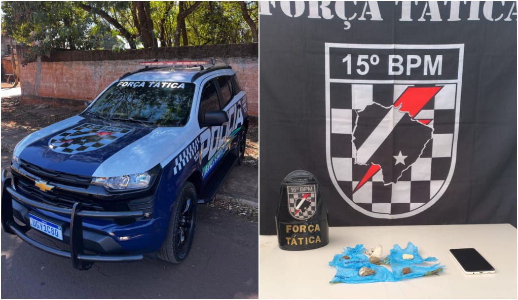 Força Tática do 15º BPM prende traficante e apreende maconha e crack em Maracaju