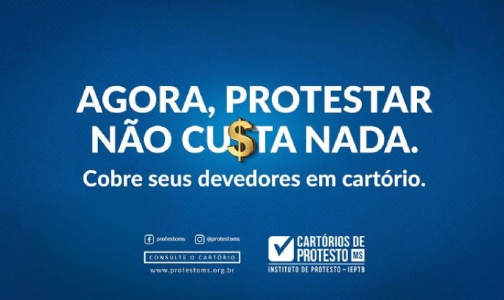 Cartórios terão gratuidade dos serviços de protesto de títulos para credores de todo país.