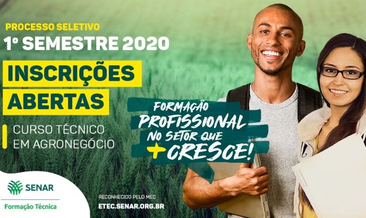 Senar/MS oferta 190 vagas para Curso de Nível Técnico em Agronegócio