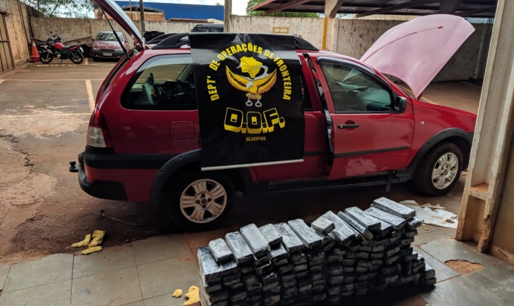 Veículo com quase cem quilos de maconha é apreendido pelo DOF na região de Dourados durante a Operação Hórus