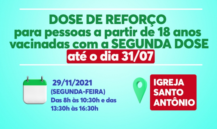 Dose de Reforço contra Covid-19 continua para maiores de 18 anos nesta segunda-feira (29)