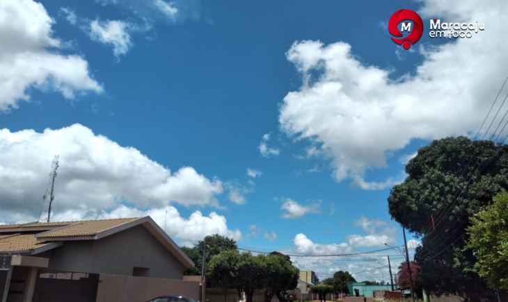 Previsão é de sábado de sol e possibilidade de rápidas pancadas de chuva em Maracaju.