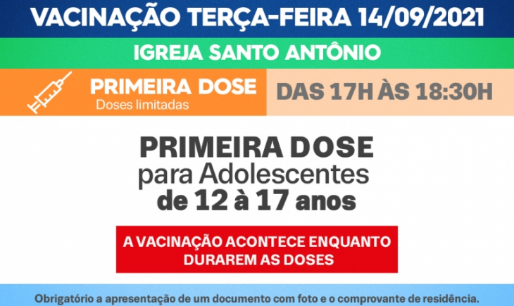 Primeira Dose: Saiba quais públicos serão vacinados nesta terça-feira (14-09)