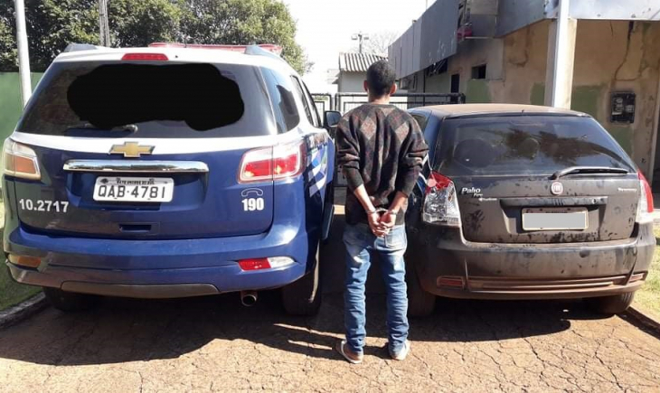Polícia Militar recupera veículo Fiat Pálio furtado em Maracaju e prende autor do crime em Fátima do Sul.
